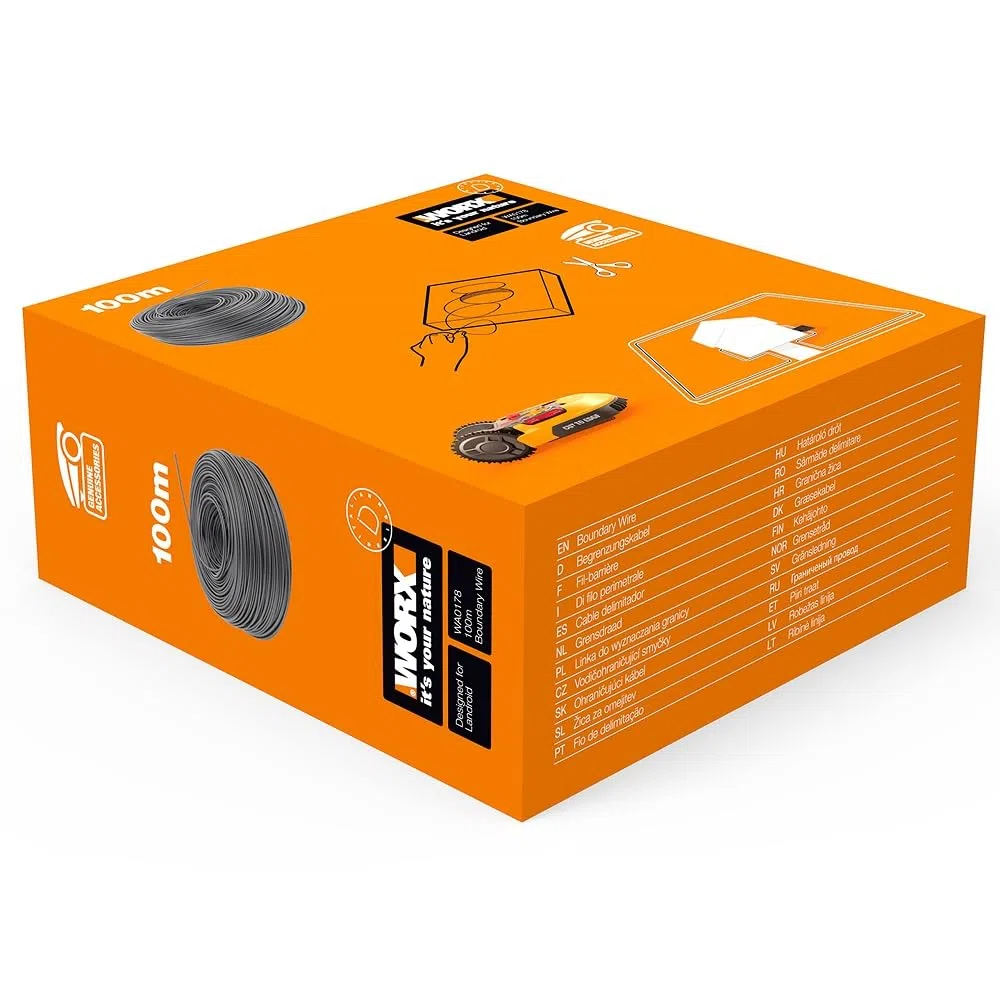 WORX WA0178 Filo perimetrale, lunghezza 100 mt. per Robot rasaerba Landroid,colore nero