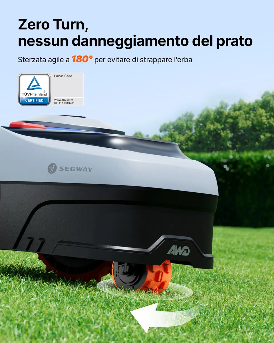 Segway Navimow i205 AWD Robot Tagliaerba Senza Filo Perimetrale - Kit con Garage S, Trazione Integrale per Pendii del 45%, EFLS NRTK + Visione, Non è Necessaria un'antenna RTK (Spedito separatamente)