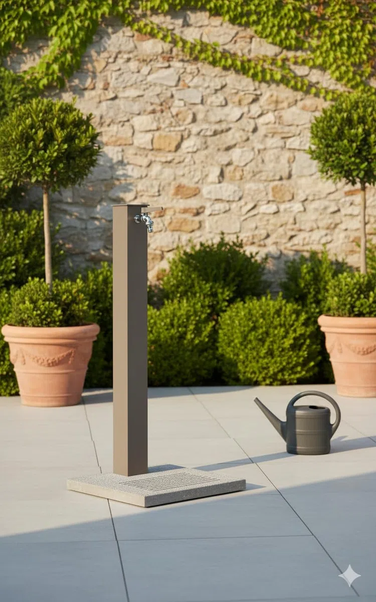 Fontana da Giardino con Rubinetto e Base in Cemento Belfer 42/QBM Tortora