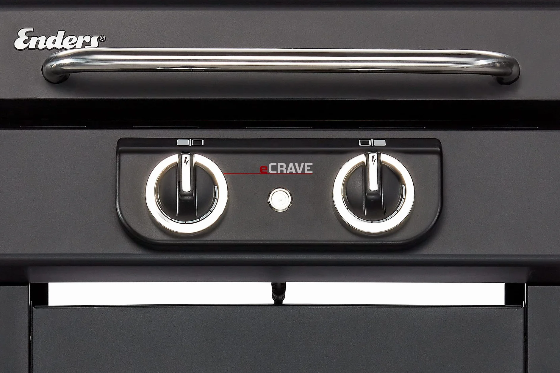 Enders eCrave 2 Barbecue elettrico - Griglia in ghisa, carrello per BBQ con spazio di stivaggio - 2 potenti elementi riscaldanti con stabile coperchio e termometro integrato - Simple Clean 97116