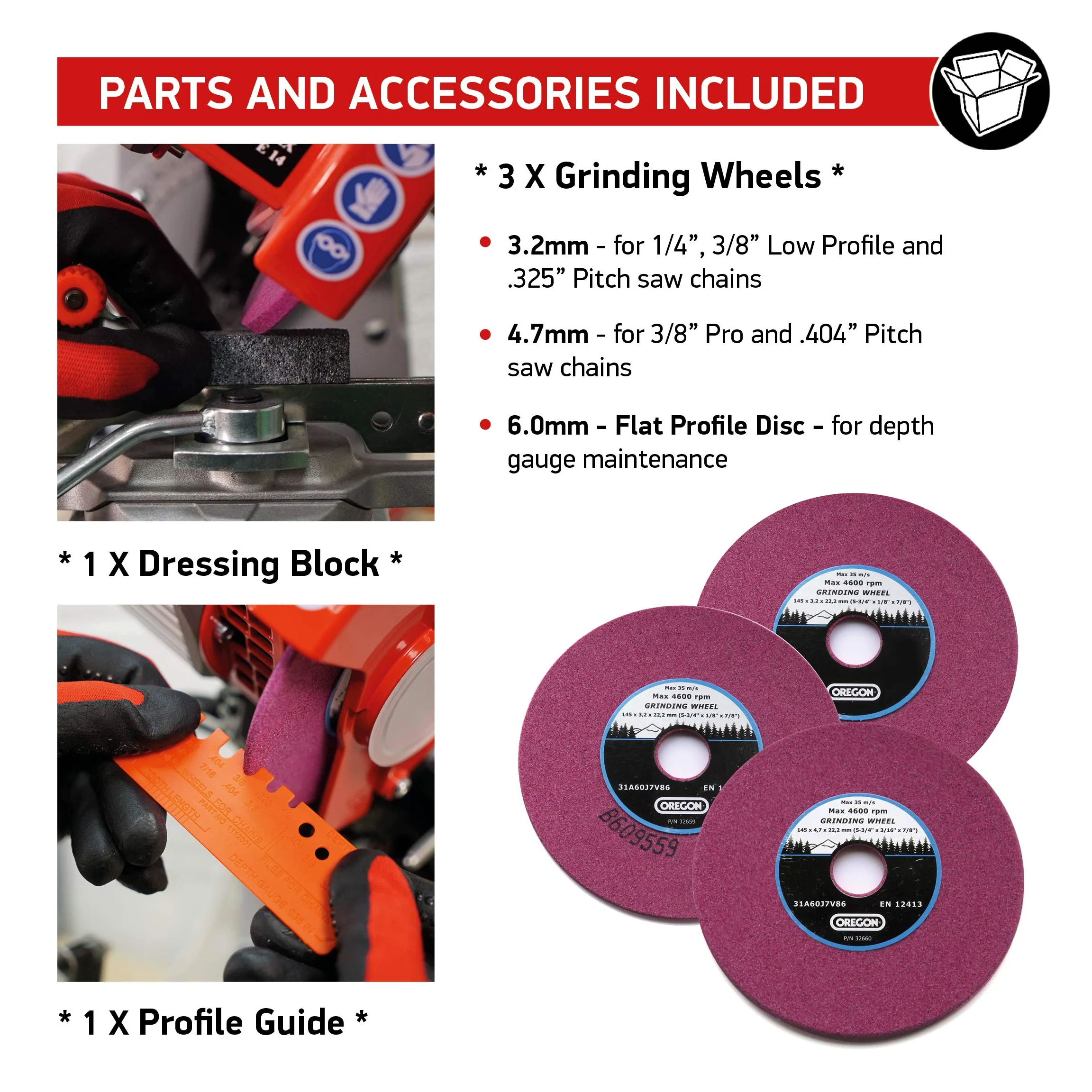 Oregon Smerigliatrice Professionale da 230-Volt, Affilatrice Universale da Motosega, per Tutti i Tipi di Catena fino ad un Passo di 0,404", 3 Dischi Abrasivi Inclusi (520-230)