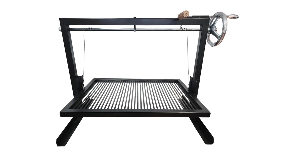 Griglia argentina portatile - Stile Santa Maria - #WorkerDelBBQ Acciaio rinforzato con sistema di sollevamento | Realizzata a mano da officina BBQ | Per legna o carbone