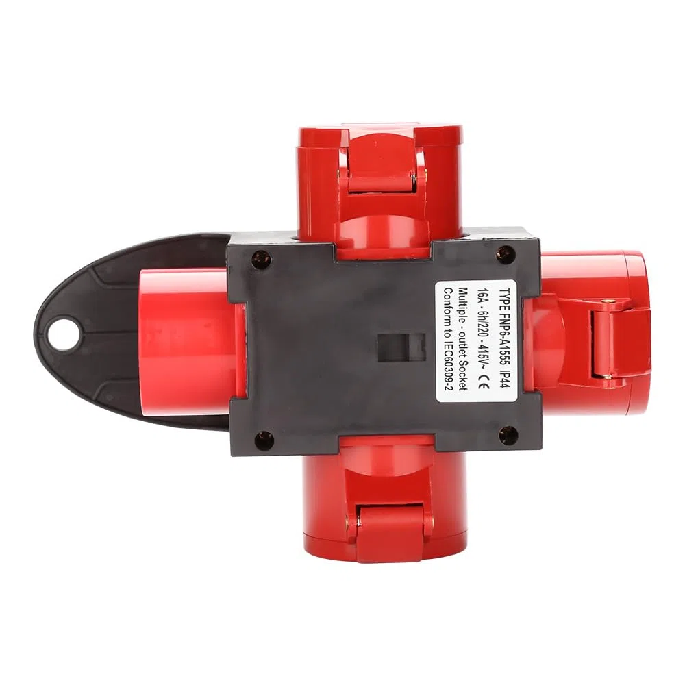 16A CEE spina 5 poli distributore IP44 – 3 prese Schuko + 1 presa CEE 16 A, distributore di corrente resistente agli spruzzi d'acqua per generatore, corrente di costruzione, campeggio e