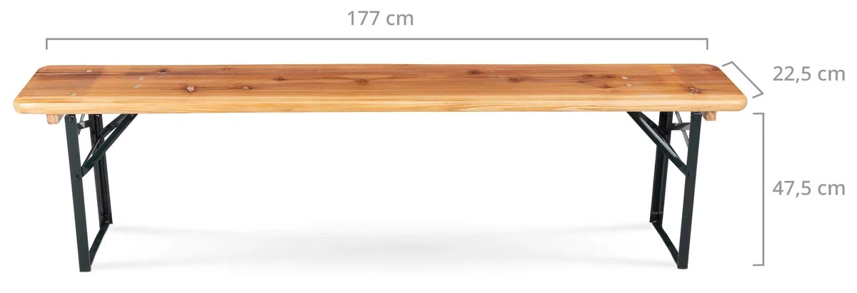 Stagecaptain BBB-180 Hirschgarten Panca Da Birreria Set 2x - 2 panche robuste e lunghe (177 cm) - Cerniere metalliche stabili - Superficie verniciata - Pieghevole - Seduta in legno - Naturale