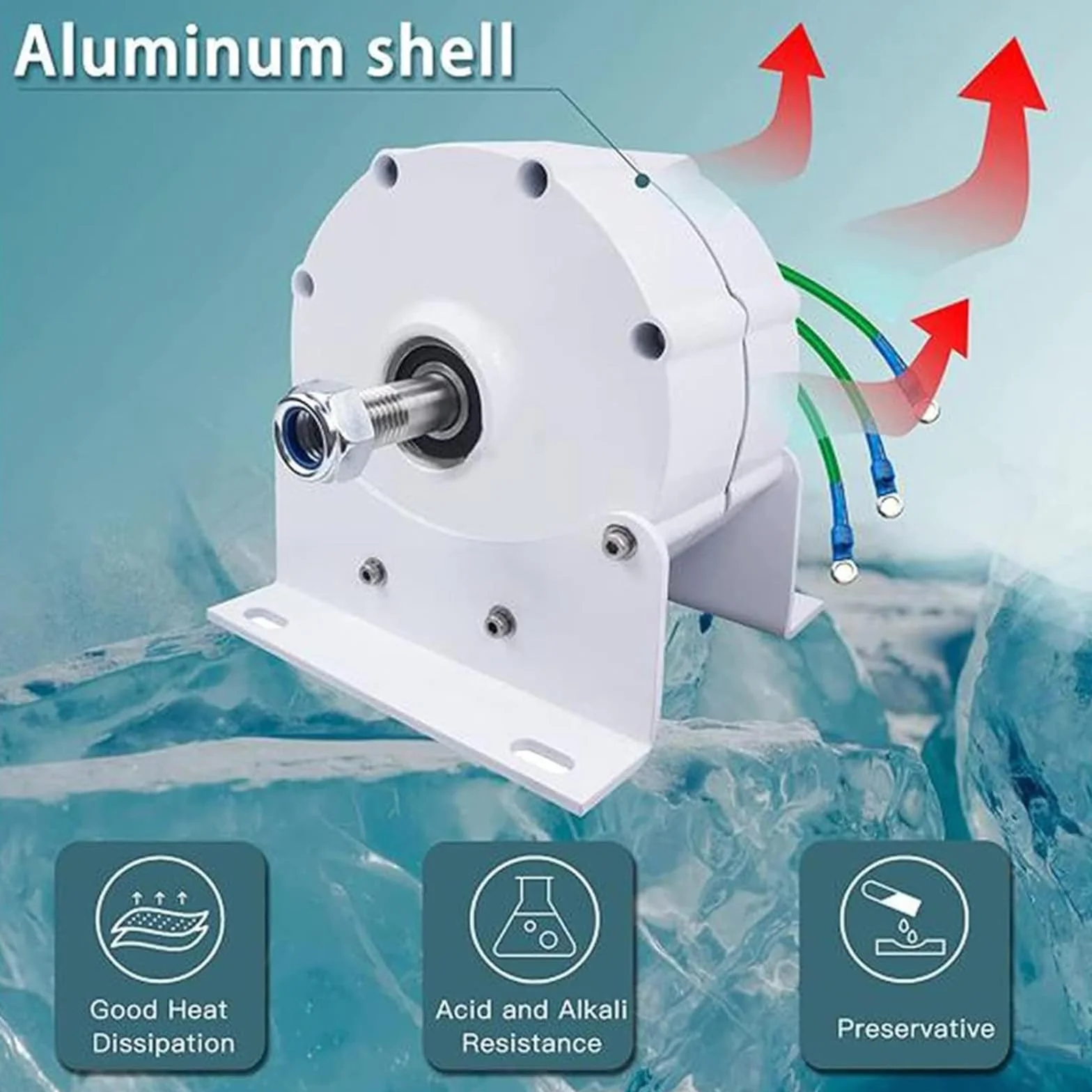 Alternatore Permanente A 3 Fasi Bianco da 12000W, 12V 24V 48V 120V 220V Magnet Permanente Generatore Elettrico Motore AC Magnet Permanente Magnet (con Base),220V