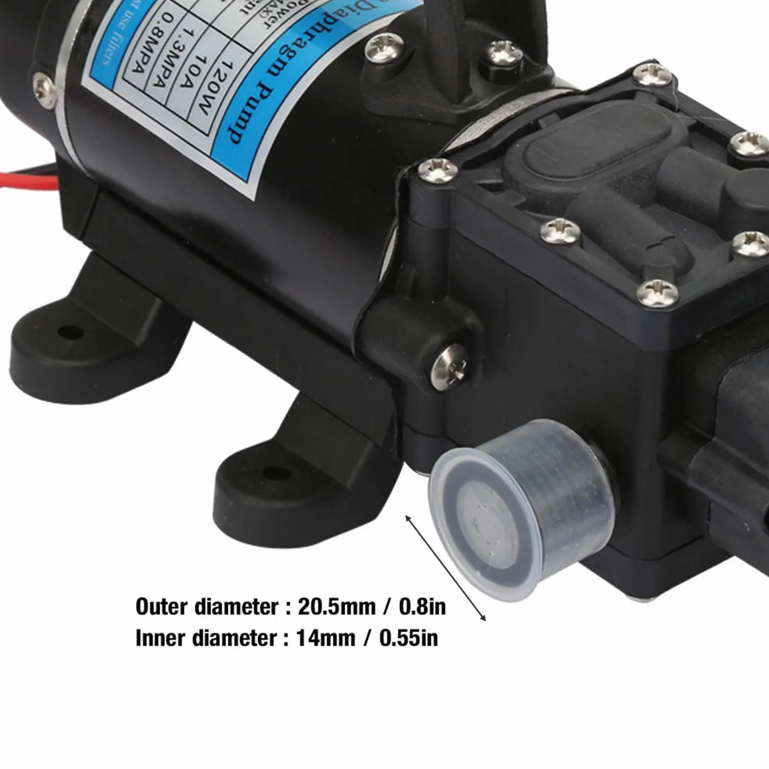 Pompa Acqua Ad Alta Pressione 12V 120W con Pressostato, Autoaspirante e Protezione Surriscaldamento, per Irrigazione Giardino e Idropulitrice Portatile