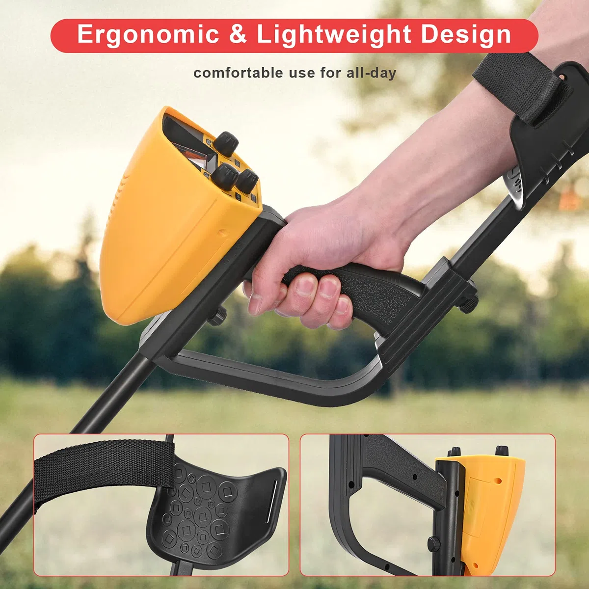 Metal Detector, Metaldetector Professionale con Batteria Ricaricabile, Metal Detector 2lbs per Principiante Adulto Bambini, Altezza Regolabile 78-108 cm, Modalità DISC e All Metal
