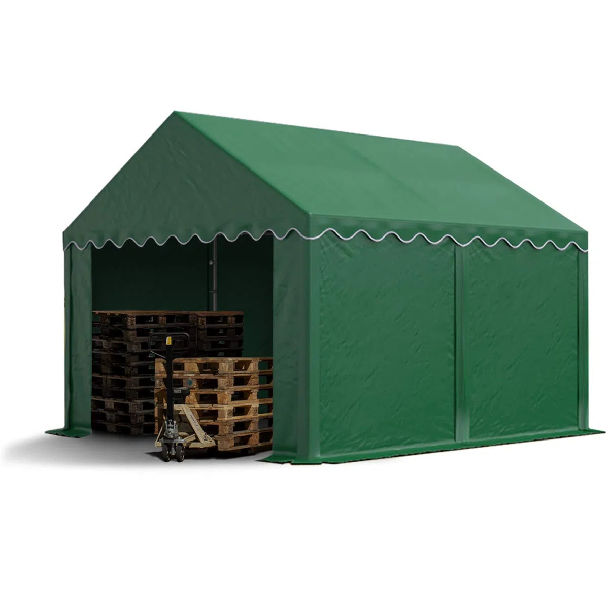 TOOLPORT Tendone deposito 3x4 m PVC 700 N verde scuro impermeabile tenda capannone tenda di stoccaggio