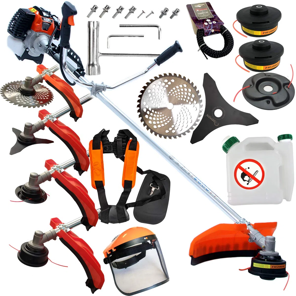 IMJ-Global - Decespugliatore a Scoppio, Tagliaerba a Scoppio Professionale e per Amatori, 2 Tempi Raffreddamento ad Aria, 52 cc, Velocità Rotazione Max 9500 giri/min, Lunghezza del Manico 150 cm
