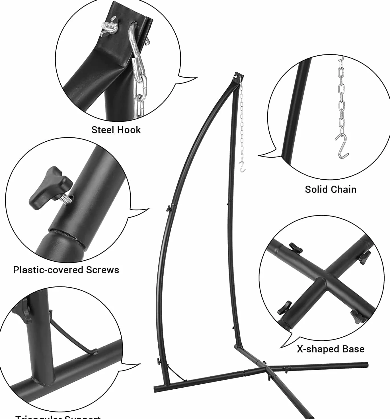Struttura per Amaca,Supporto per Sedia Sospesa,Supporto per Amaca,Telaio per Poltrona Sospesa,Supporto per Sedia Amaca,Carica 110KG, per Sedia a Uovo,Sedia Dondolo,Sedia Sospesa,per Balcone,Giardino