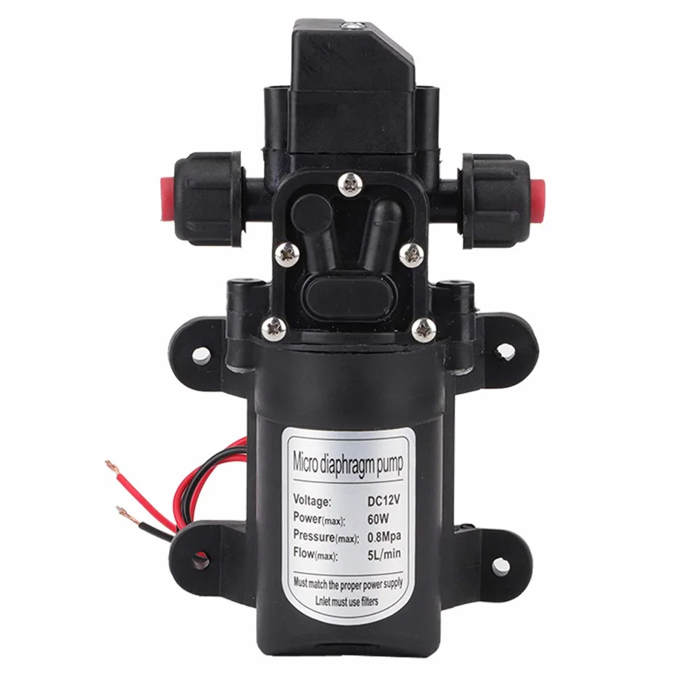 Pompa autoadescante per lacqua, DC12V membrana auto adescante ad alta pressione, pompa ad acqua per lavaggio auto o barca, pulizia e irrigazione giardino, 5L/min, 60 W