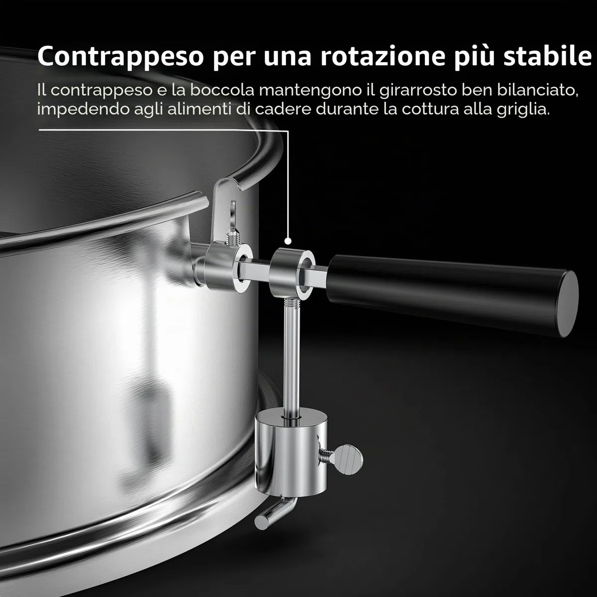 onlyfire Carbone bollitore Grill Acciaio Inossidabile girarrosto Arrostire Kit Anello con spiedo, Motore Elettrico Si inserisce Weber 57 CM bollitore BBQ e Altre Griglie 57cm Kettle