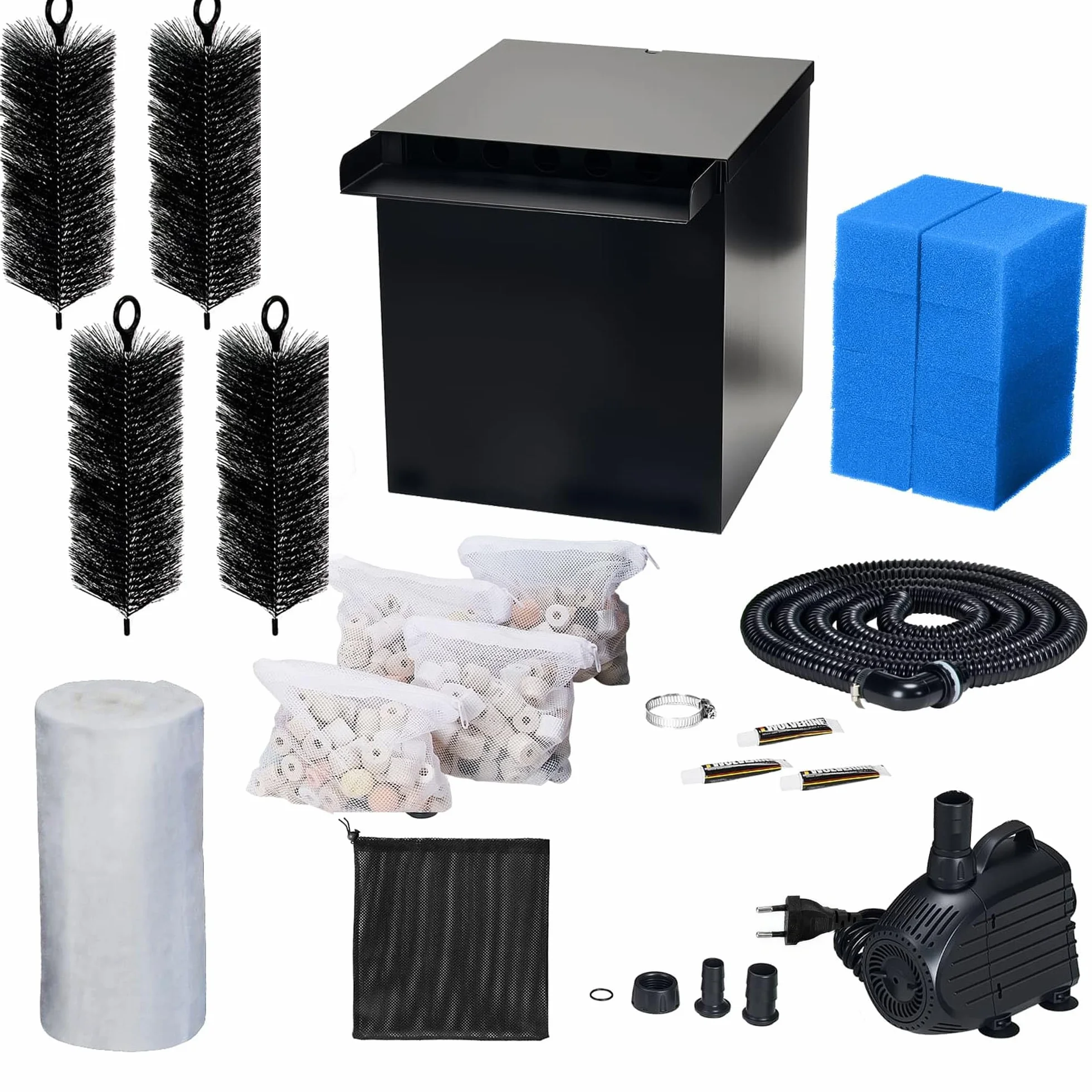 Biling Set Completo per Stagno, Acciaio Inossidabile Cascata con Filtro per laghetto, con Pompa per laghetto da 80 W, 4500 l/h, cascate, ruscelli da Giardino, Gioco d'Acqua