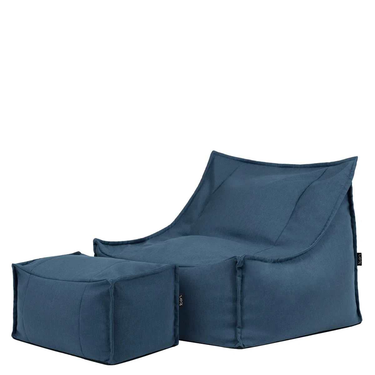 icon Alto Pouf Poltrona Sacco con Poggiapiedi, Blu Denim, Pouf de Esterno, Poltrona Sacco con Riempimento Incluso, Tessuto Resistente All'acqua, Sedia de Gardino, Mobili da Gardino, Terrazza