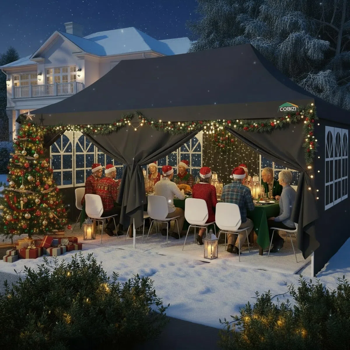 COBIZI Gazebo 3x6 Pieghevole Impermeabile con 6 Parti Laterali, UV 50+ Gazebo da Giardino Tenda Padiglione Pop up con 4 Sacchi di Sabbia, per Campeggio, Festival, Feste