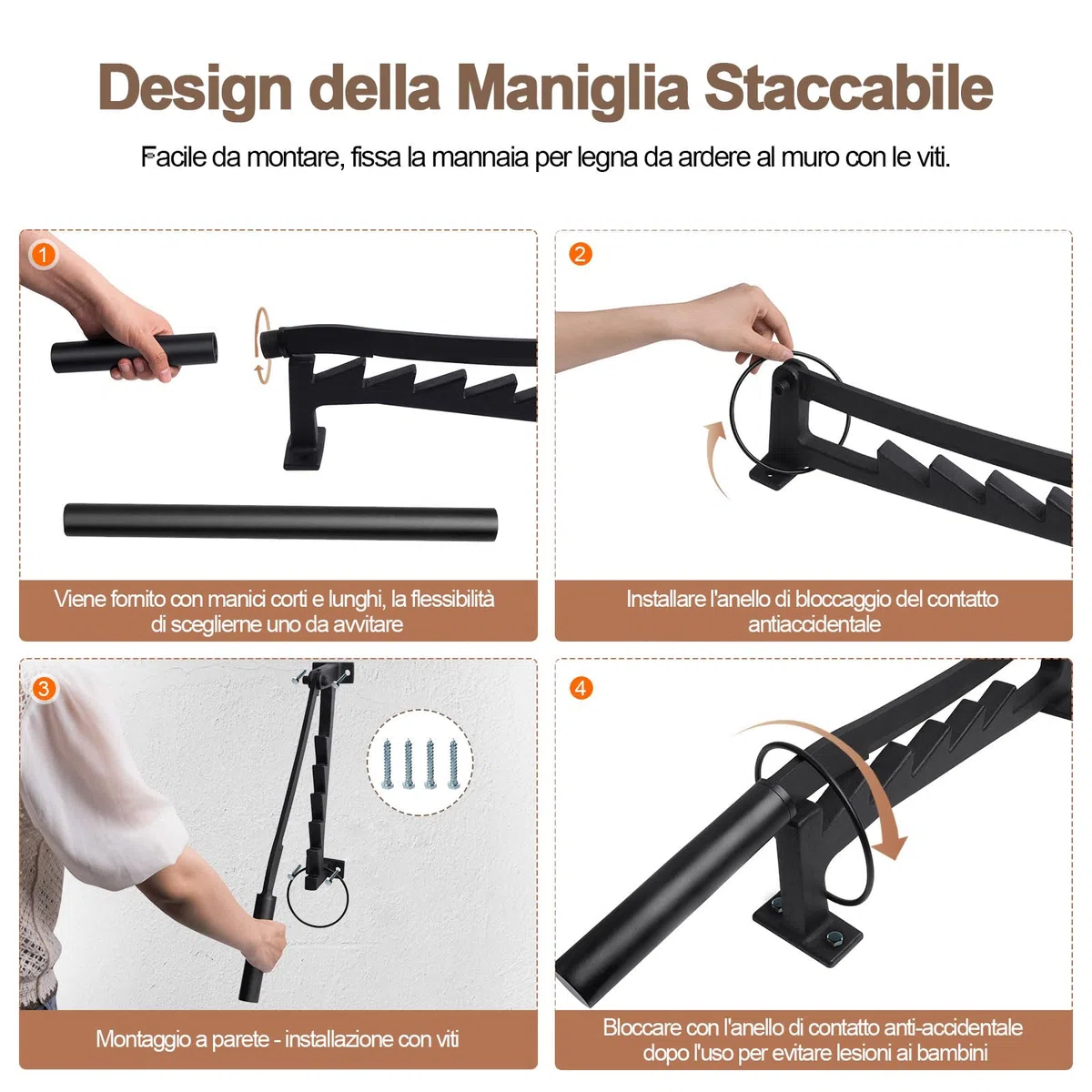 Spaccalegna Manuale, Spaccalegna Manuale da Parete per Legna da Ardere con 2 Manici Staccabili Strumenti per Spaccare Legna Portatile per Casa e Campeggio all'aperto