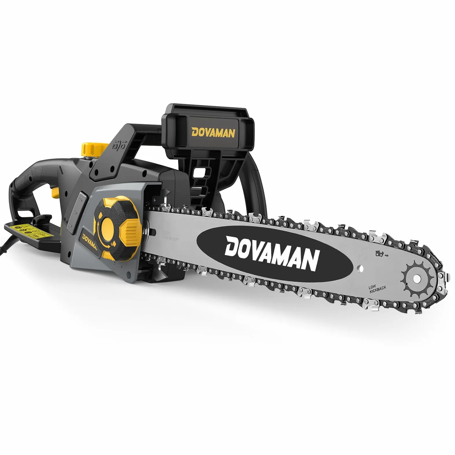 DOVAMAN 2400W Motosega Elettrica, 40cm Barra e Catena Oregon, Tensionamento Senza Attrezzi, Freno Sicurezza, 1 Catena Oregon e 1 Extra, Ideale per Legna da Ardere, Potatura e Uso in Giardino - DCS01A