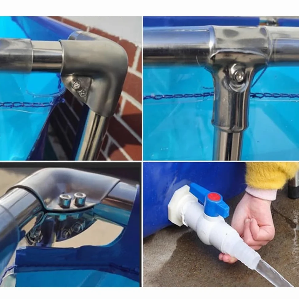 Rygcrud Acquario Piscina Laghetto, Laghetto Koi Fuori Terra, Rivestimenti in Tela di PVC con Telaio in Acciaio, Vasca di Contenimento per Pesci per L'allevamento di Tartarughe(120x80x71cm)