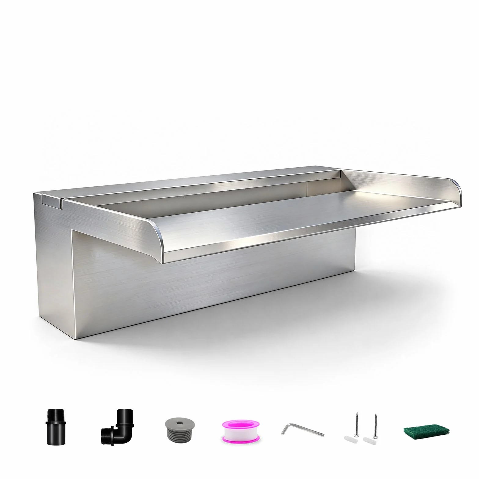 Kit con lama a cascata per laghetto, fontana da 30 cm in acciaio inox con coperchio e accessori, larghezza 20 cm, fontana a cascata per giardino, patio, stagno