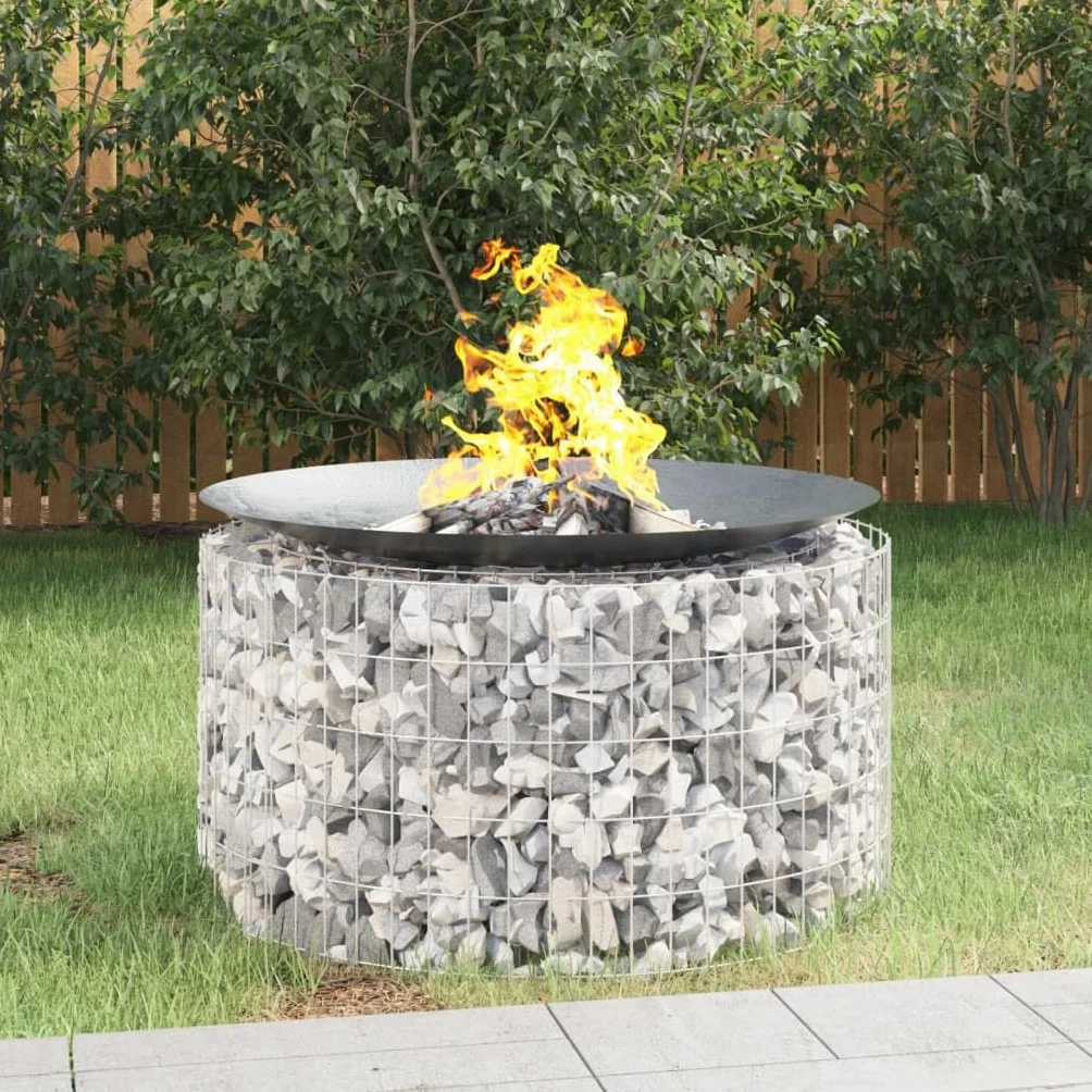 vidaXL Caminetto a Gabbione Ø 100 cm Ferro Zincato, braciere con gabbioni, caminetto a gabbione da Esterno, pareti di gabbioni, Parete di gabbioni