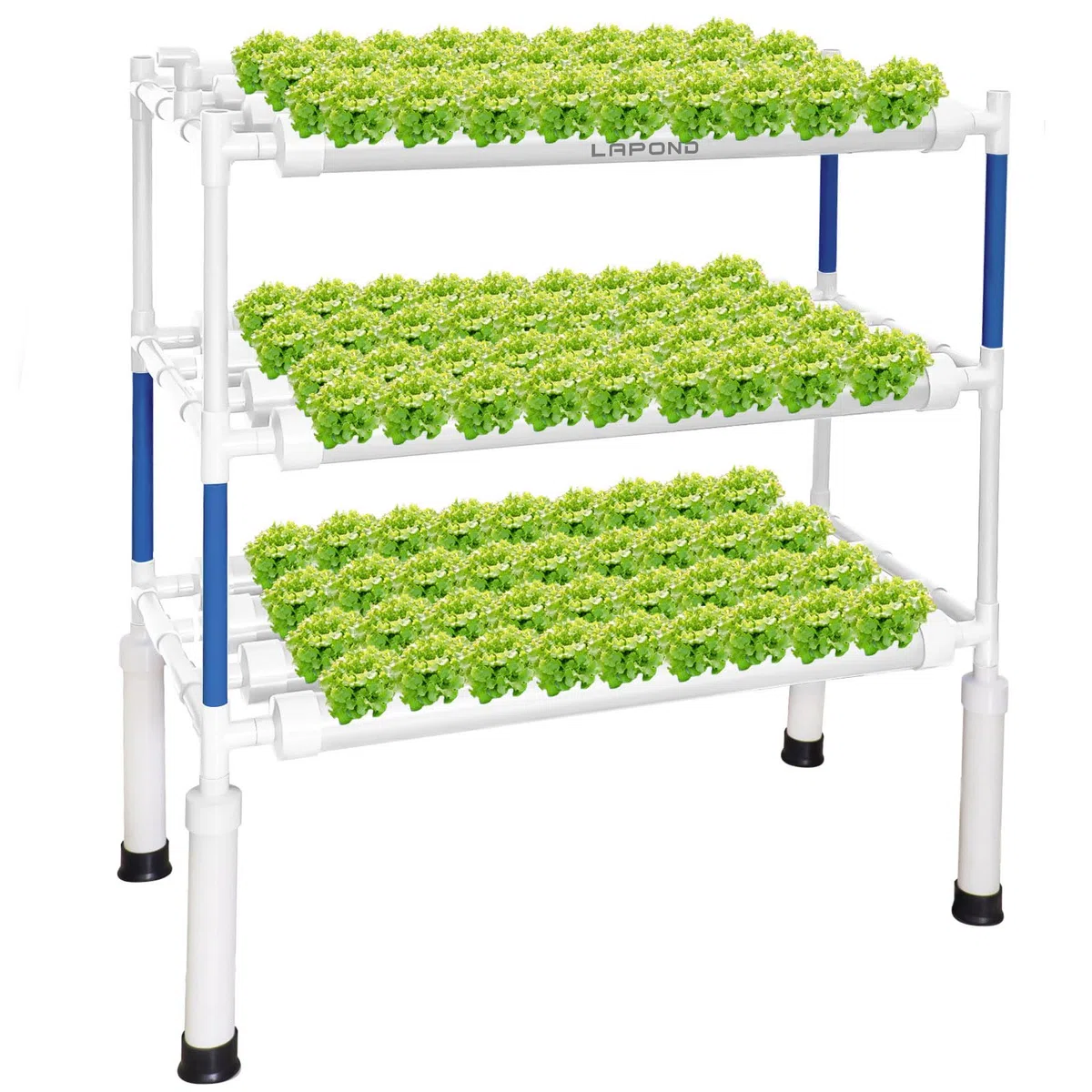 (Versione Aggiornata 2024) LAPOND Sistema di Coltivazione Idroponica con 108 Siti per Piante, 3 Strati di Tubi in PVC-U di Grado Alimentare Kit di Coltivazione Idroponica per Frutta e Verdure