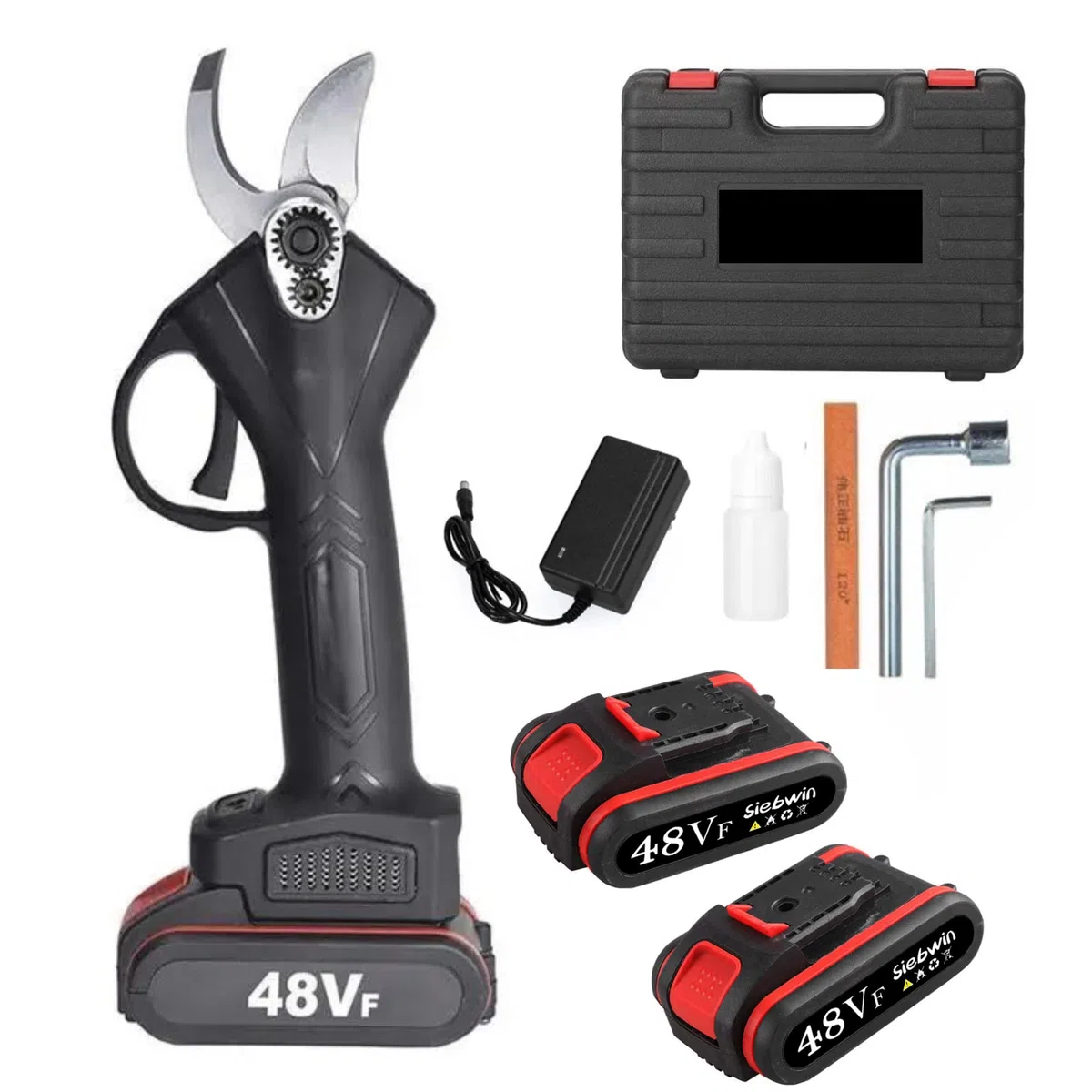 Forbici Potatura con 2 Batterie da 48V Trincia Rami Professionale Cesoie Elettriche Forbice da Giardino Alberi da Frutta Cordless Senza Fili Arbusti, verde blu