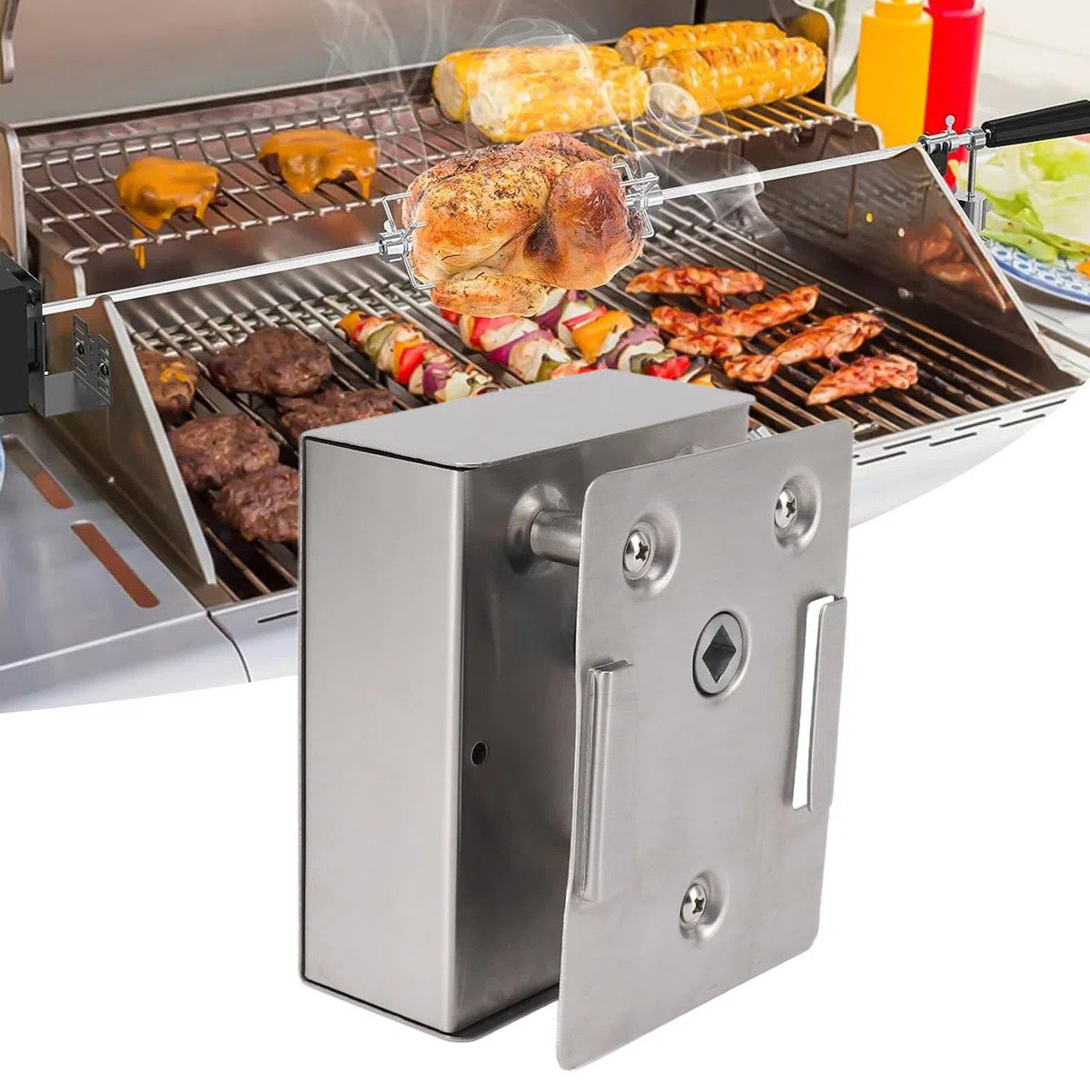 Fdit Motore Girarrosto Elettrico 12V 70KG, Ricambio Universale per Grill Barbecue, Lega Alluminio 2.5RPM
