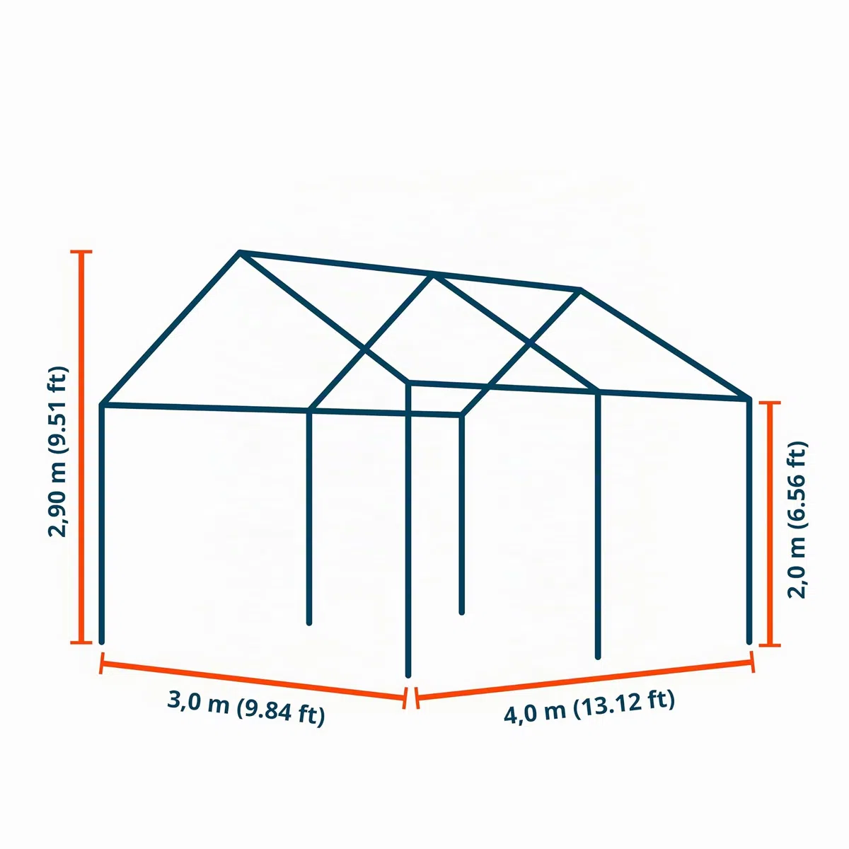 TOOLPORT Tendone deposito 3x4 m PVC 700 N verde scuro impermeabile tenda capannone tenda di stoccaggio