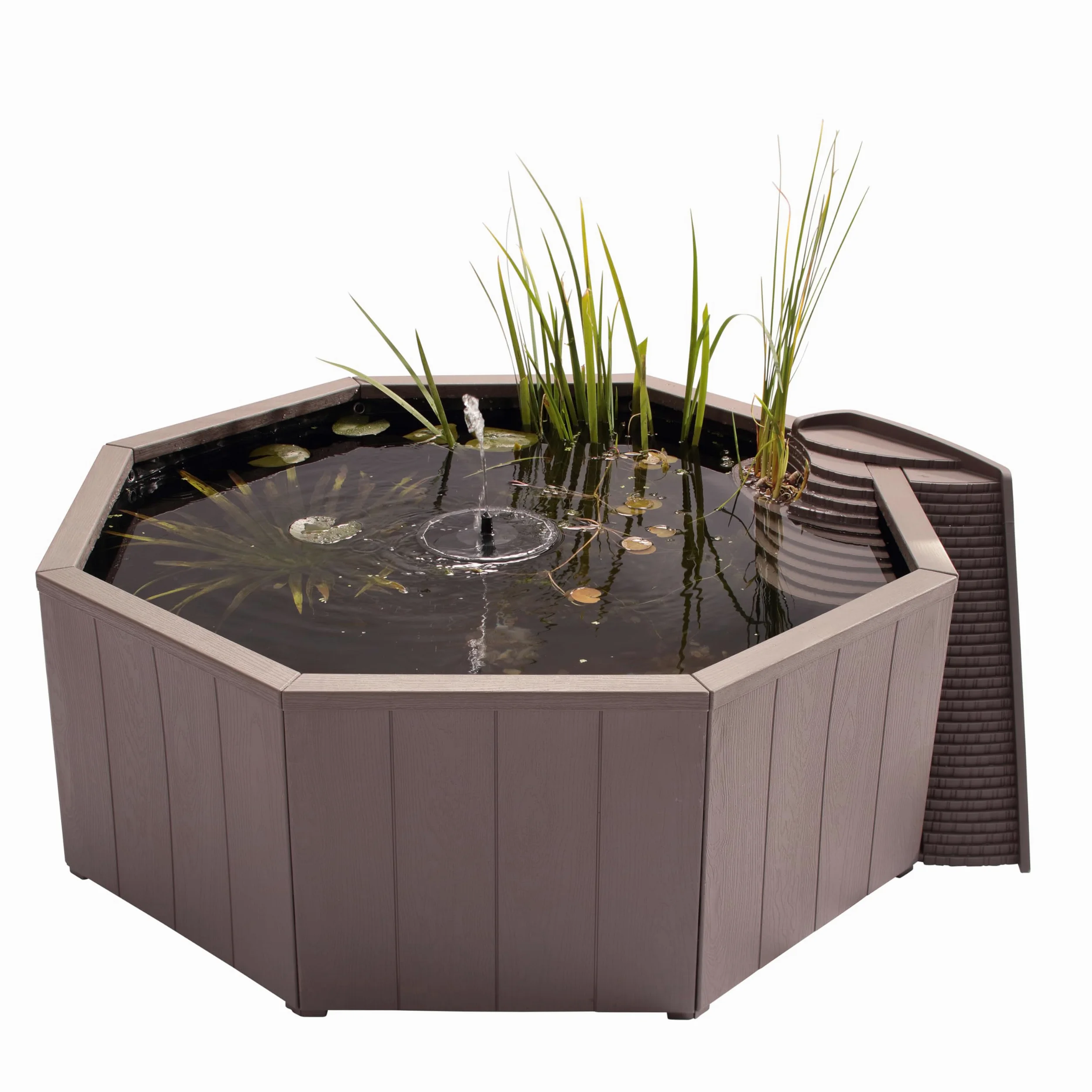 Blagdon Liberty No Dig Nature Pool, stagno rialzato per giardino o patio, costruzione facile da montare, con pompa galleggiante a fontana solare, piattaforma di atterraggio per uccelli, scala di