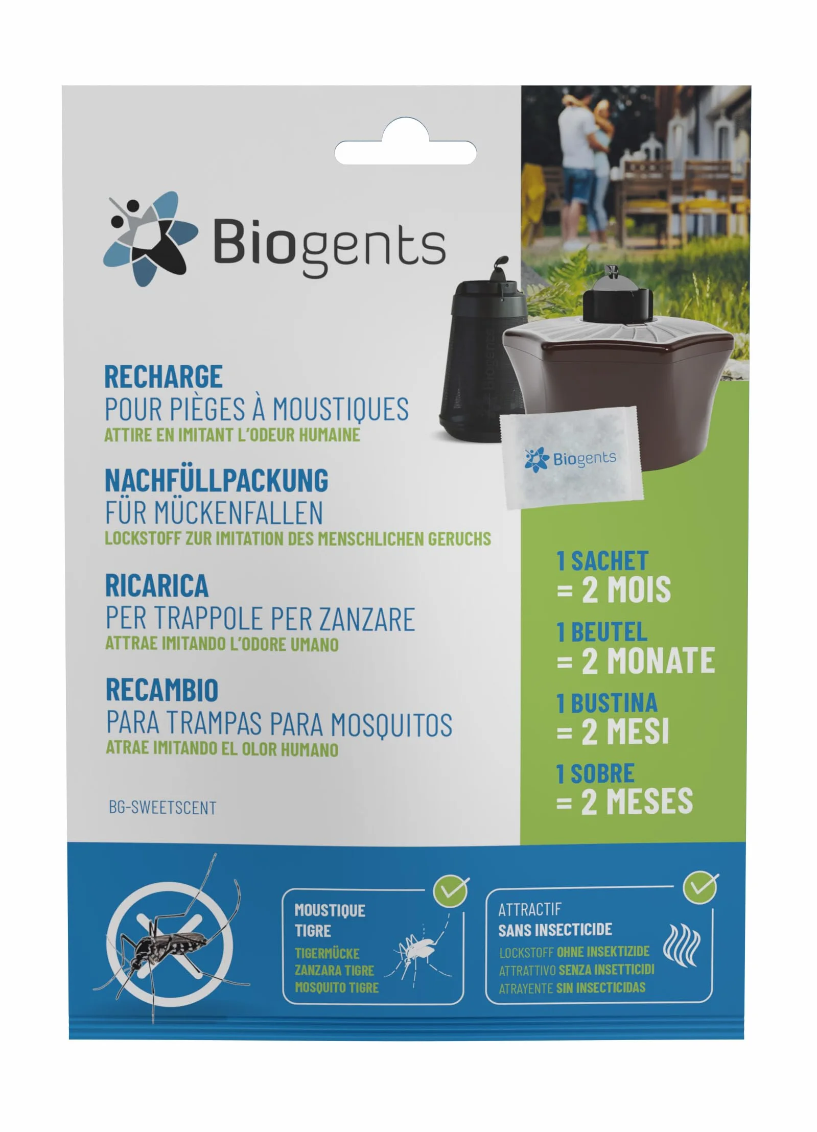 Biogents BG-Sweetscent attrattore zanzare I Set da 3 I attira la zanzara Tigre Asiatica e la zanzara Dengue nella Trappola BG-mosquitaire I Compatibile con Altre trappole