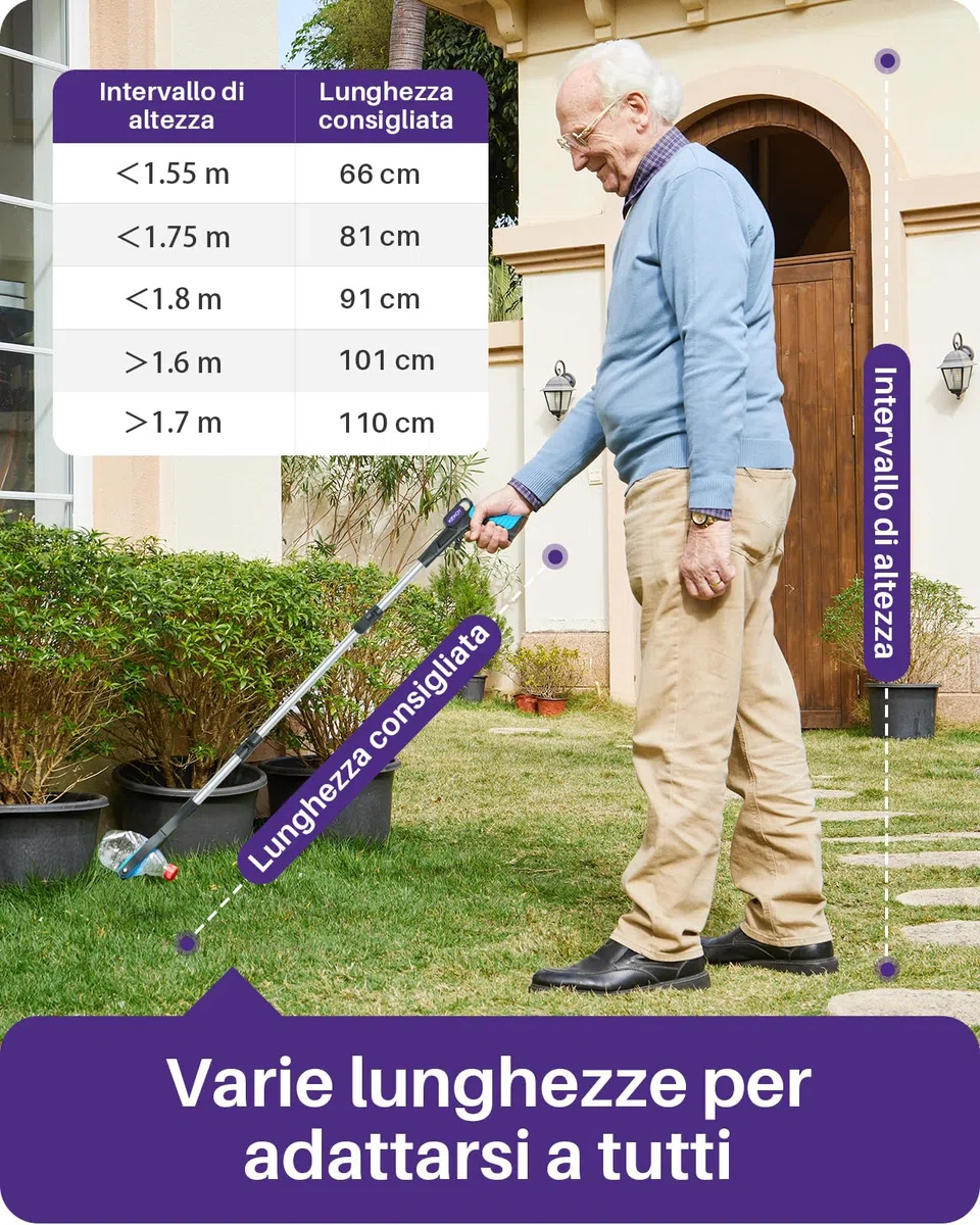 Kekoy Pinza Telescopica per Anziani Alluminio, Pinza Raccogli Oggetti Pieghevole/Girevole, Braccio Afferraggio Extra Lungo, Aiuto Afferrare con Punta Magnetica (110 cm 1 confezione)