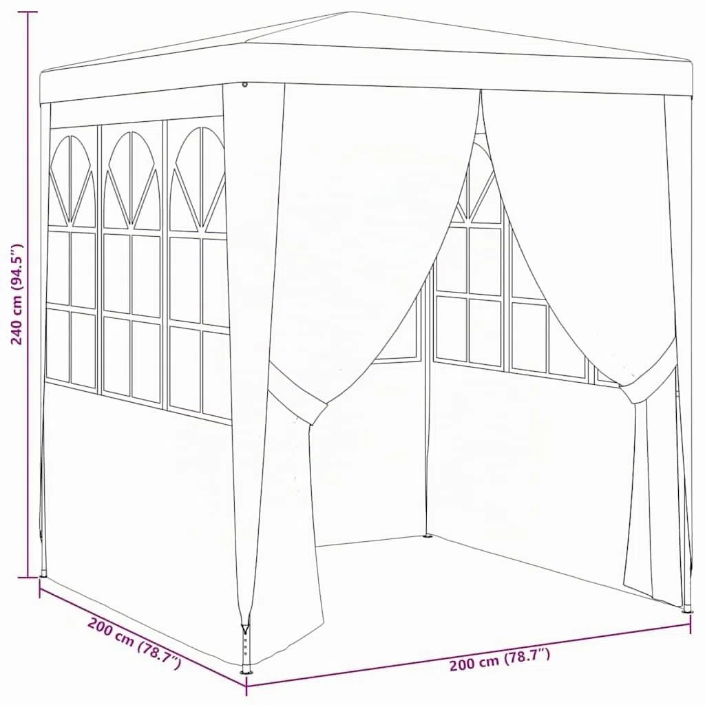 vidaXL Gazebo Professionale con Pareti Tenda per Feste Tendone Copertura Telo di Protezione Padiglione per Eventi 2x2 m Bianco 90 g/m²
