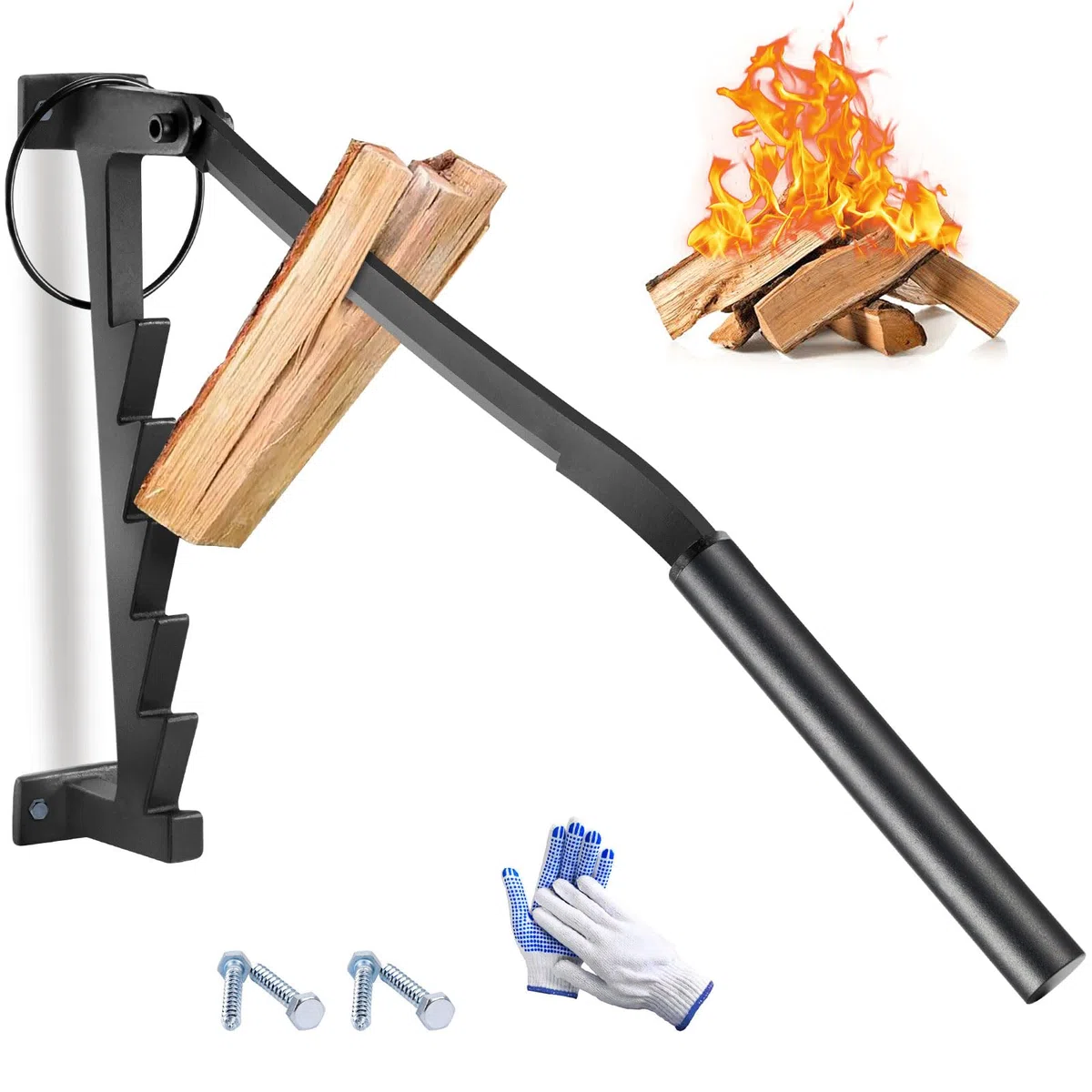 Spaccalegna Manuale, Spaccalegna Manuale da Parete per Legna da Ardere con 2 Manici Staccabili Strumenti per Spaccare Legna Portatile per Casa e Campeggio all'aperto