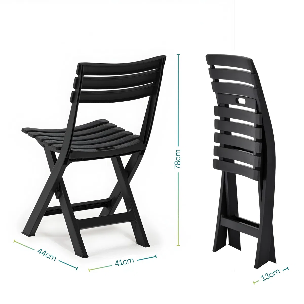 VIRSUS Set 4 Sedie da Giardino Pieghevoli in Polipropilene, misura 41x44x78 cm, Sedia Richiudibile Senza Braccioli per Esterno ed Interno, Made in Italy -BIRK4739 (Antracite)