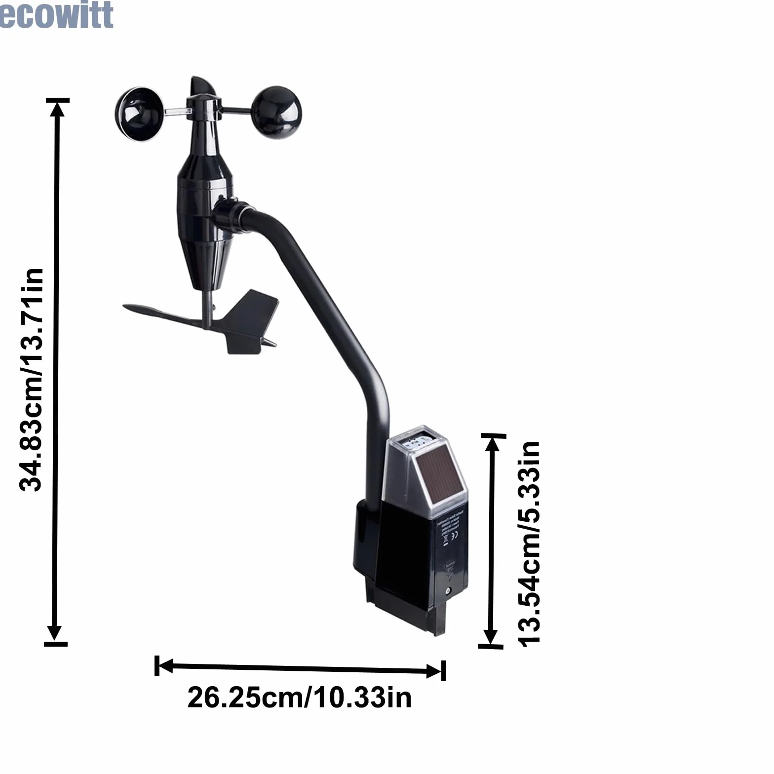 ECOWITT WS68 sensore da esterno per stazione meteorologica, 4 sensori wireless alimentati a energia solare per velocità/direzione del vento, raggi UV e luce, accessorio