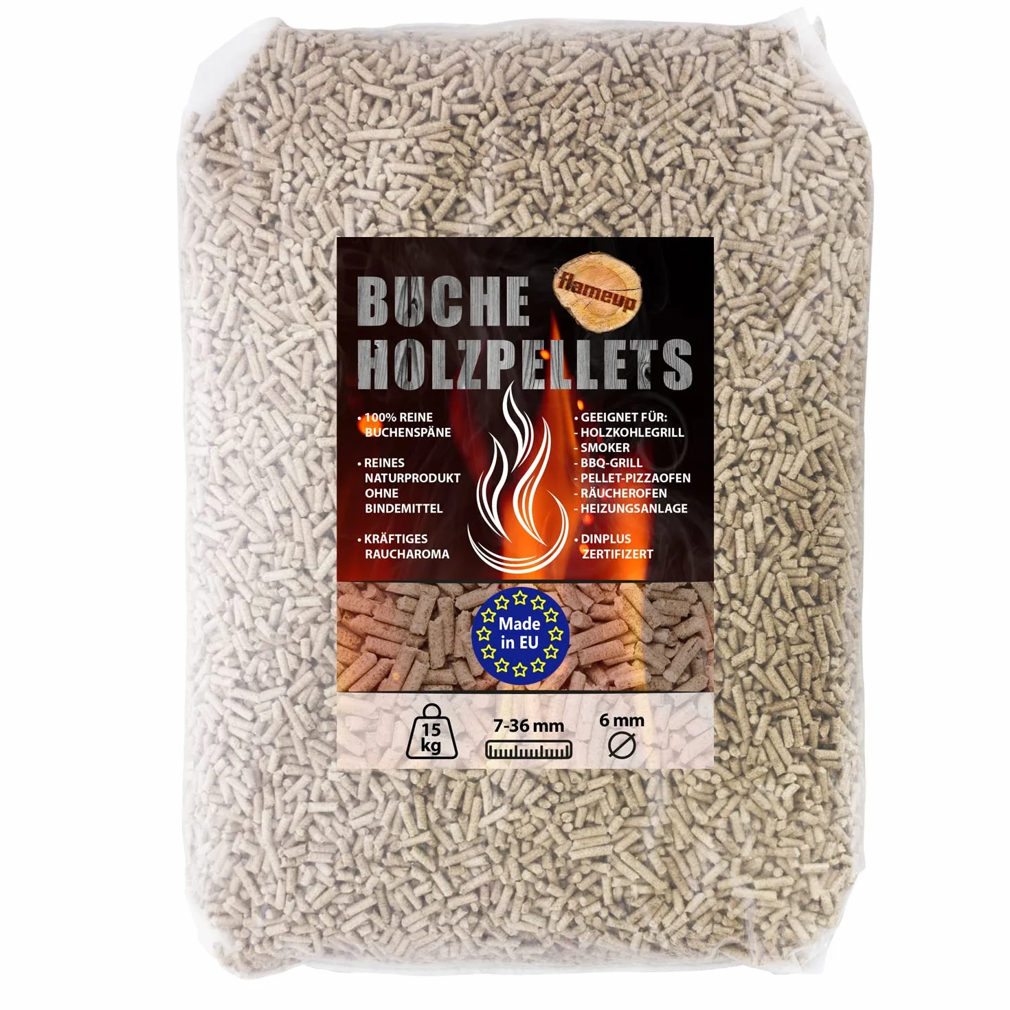 Pellet di legno quercia Faggio 15 kg 30 kg Sacco faggio Fumo Legno Fuoco BBQ Griglia Flameup, Tipo di legno:Faggio, Peso:30 kg