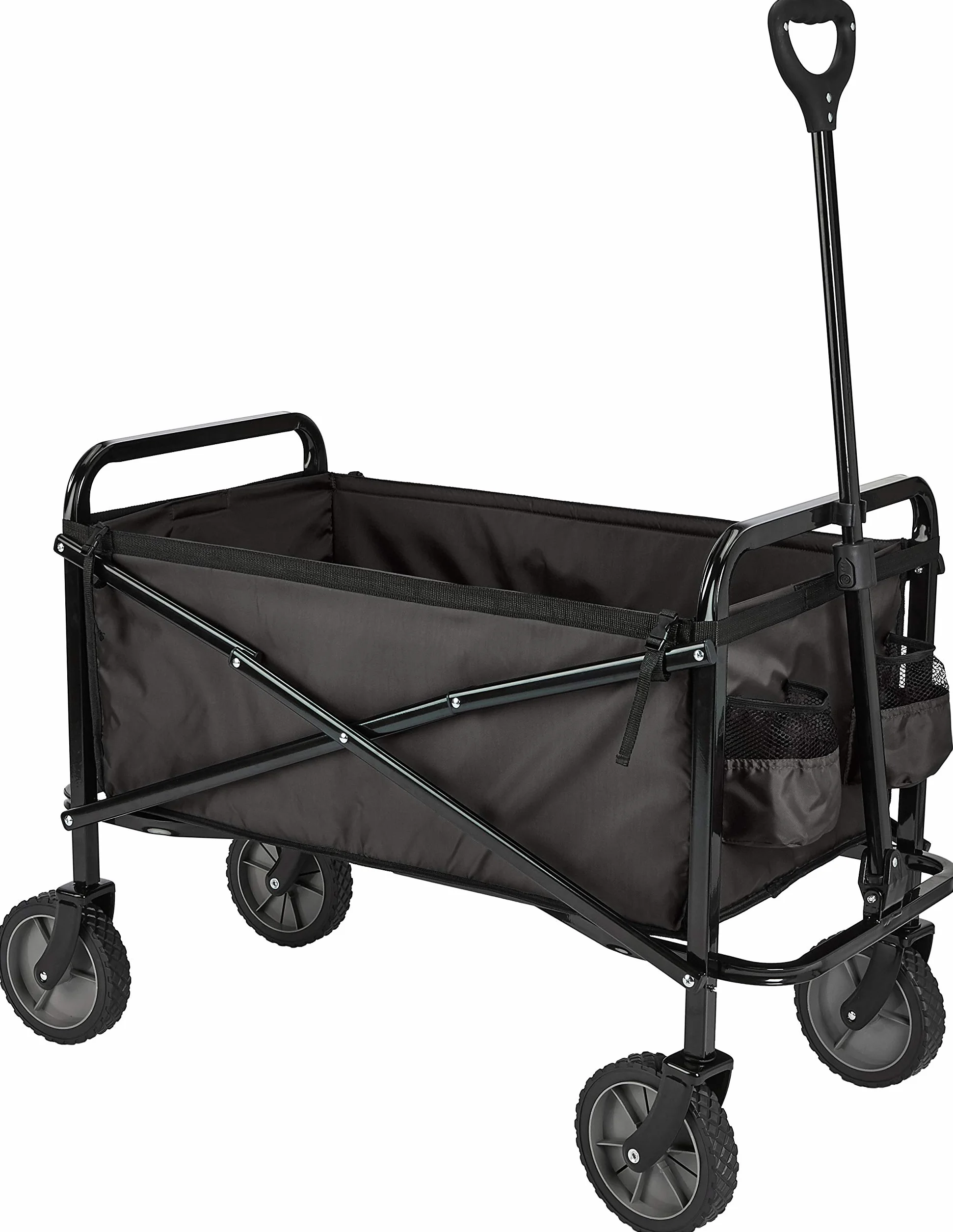 Amazon Basics Collezione Utensili da Giardino - Carrello da giardino, pieghevole, per esterni, con borsa di custodia, nero