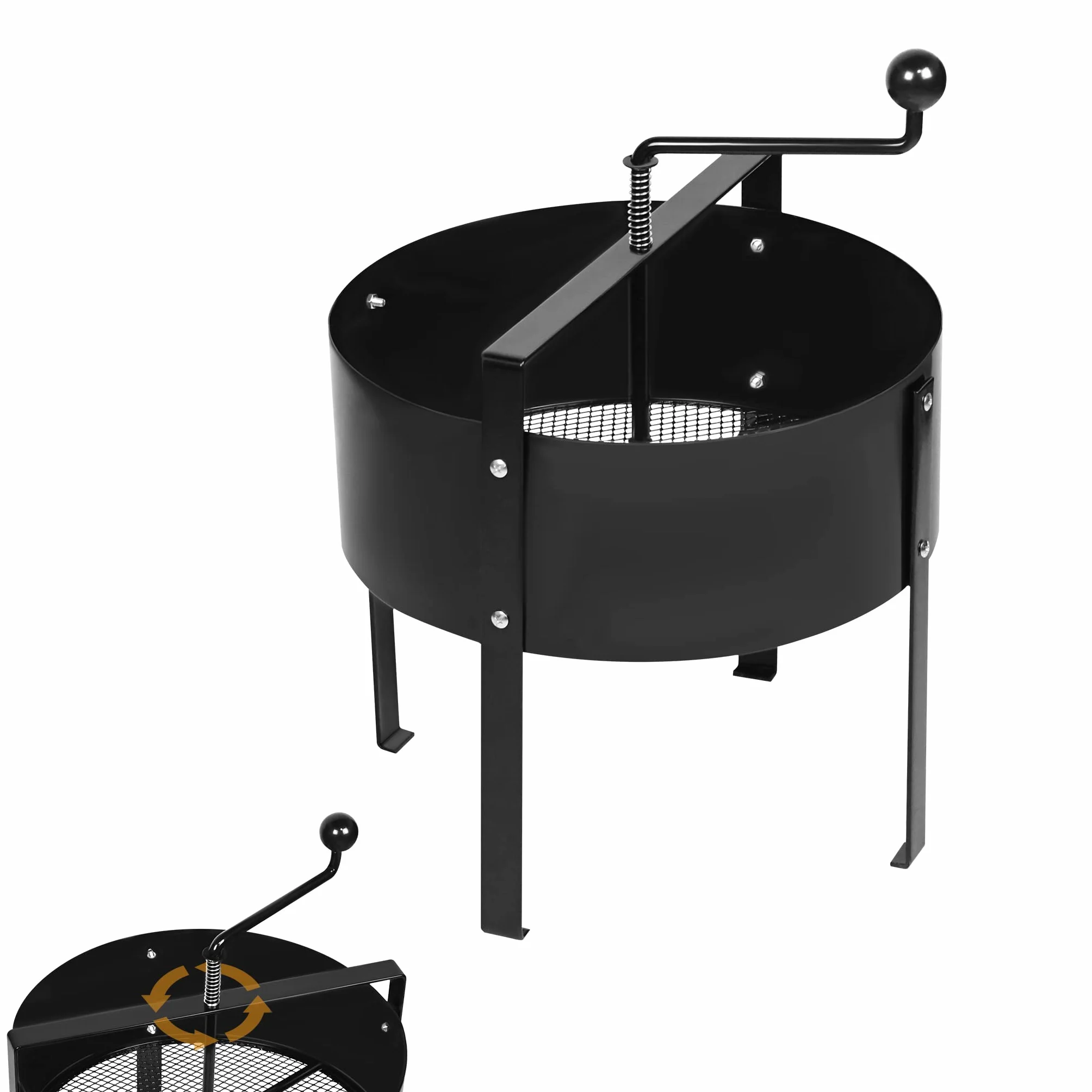 UISEBRT Setaccio da Giardino a manovella, Setaccio rotativo per compost, Ø 40 cm, in metallo, per pietre, compost, erbacce, sabbia, nero