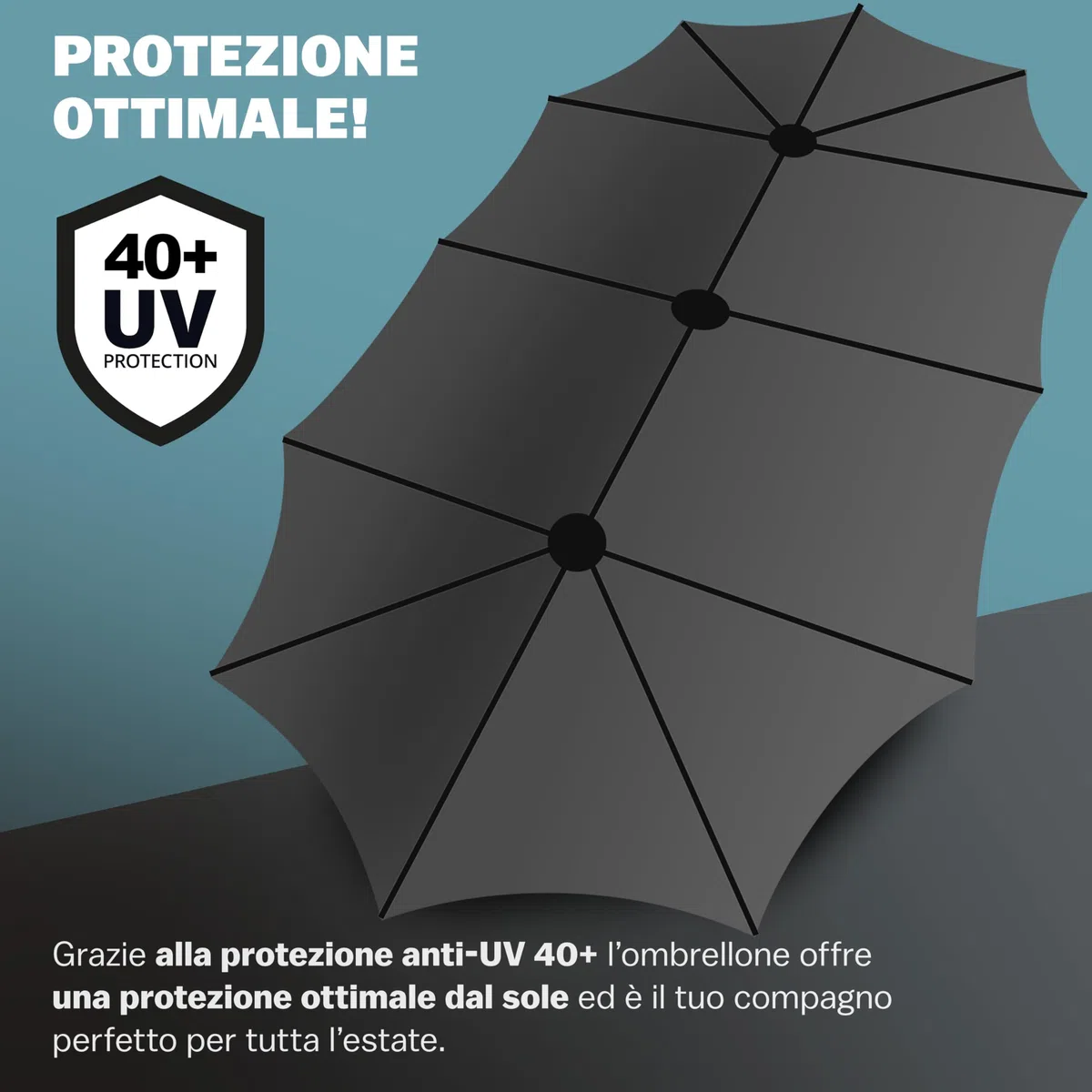 Kingsleeve Ombrellone XXL 460x270 cm Protezione UV 80+ Doppio Grande con Custodia e Manovella Impermeabile da Giardino Terrazza Balcone Mercato Nero