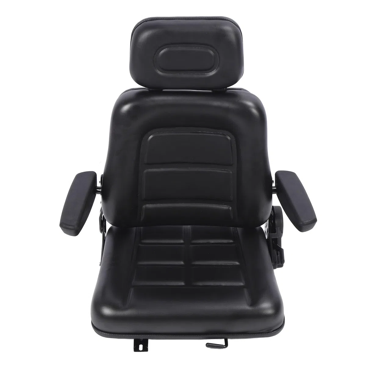 Sedile per Trattore Regolabile Universale Carrello Elevatore Escavatore Dozer Nero (Con Bracciolo)