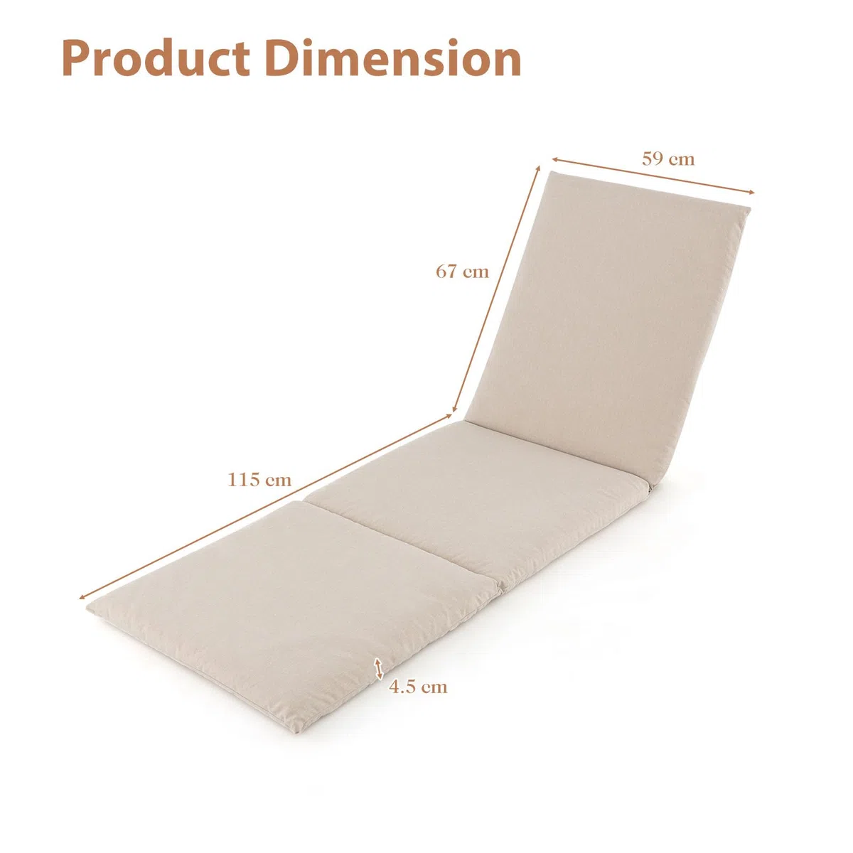 LIFEZEAL Set di 2 Cuscini per Lettino Prendisole, 182 x 59 cm, Alto 4,5 cm, Cuscini per Sedie da Esterno Pieghevoli con Cinturino in Velcro, per Letto da Campeggio, per Viaggi, Vacanze