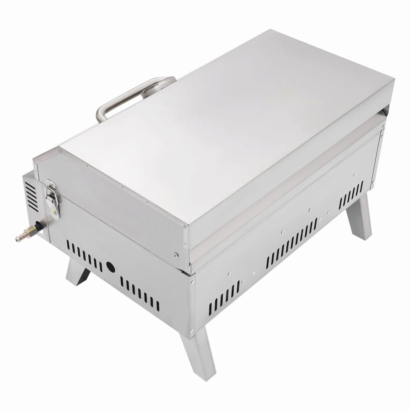 Barbecue a gas portatile in acciaio inox, 2 bruciatori in acciaio inox, 55,8 x 45 x 38 cm, per campeggio, giardino