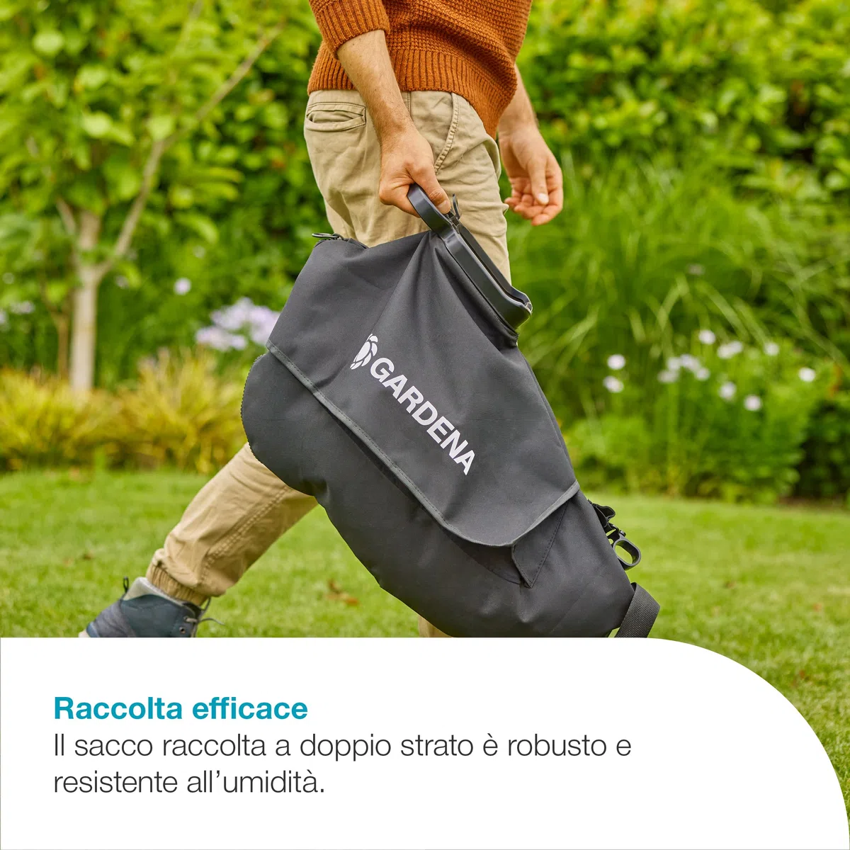 Gardena Soffiatore/Aspiratore A BatteriaPowerJet Collect 18V P4A Solo: Potente flusso d'aria, Cambio rapido di modalità, Velocità regolabile, Sacco di raccolta, Senza fili (14895-55)