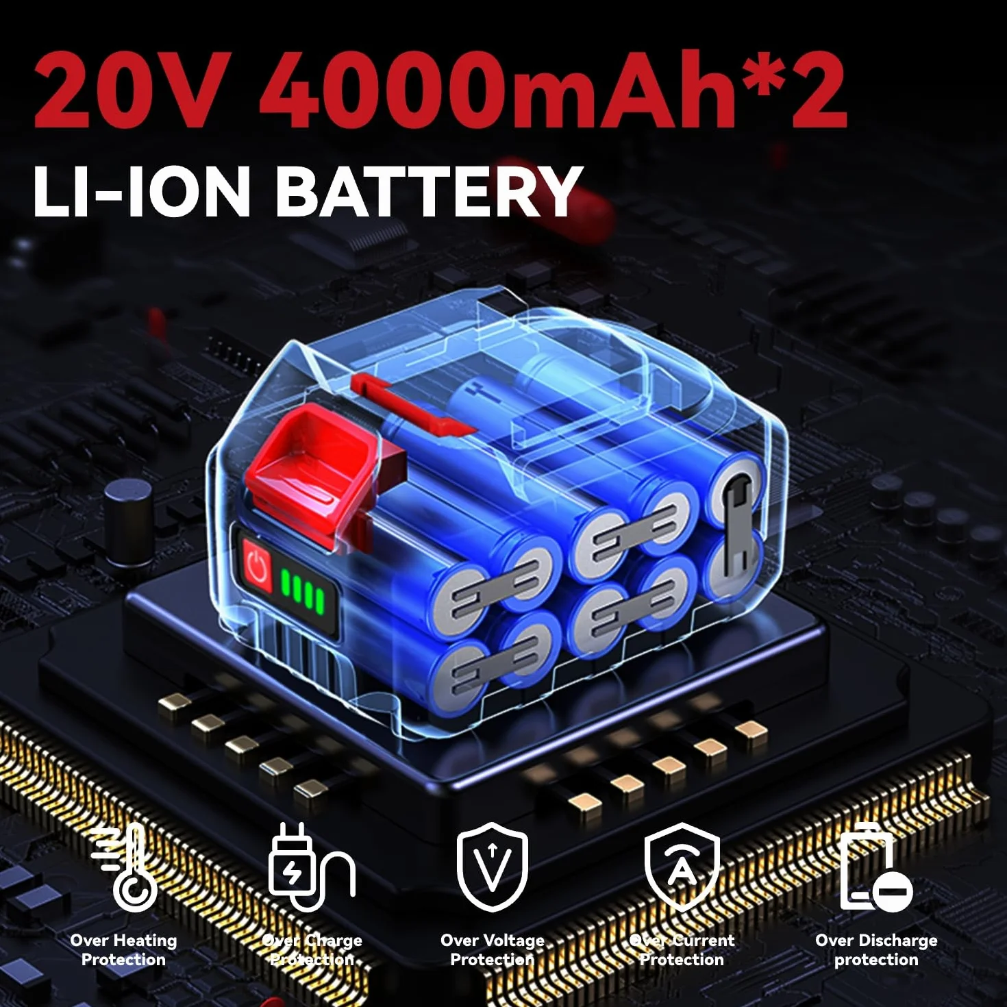 ONEVAN Motozappa Elettrica, 550W Motozappa a Batteria, Larghezza 23 cm e Profondità 16 cm, 2 batterie da 4,0 Ah, Impugnatura Regolabile, Zappatrice Elettrica, per Giardinaggio e Coltivate