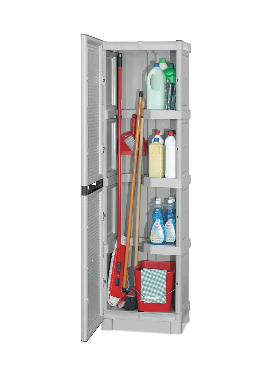 Dmora - Armadio da esterno Liegi, Mobile outdoor, Armadio per lavanderia multiuso, 100% Made in Italy, Grigio chiaro, 50x39h172 cm