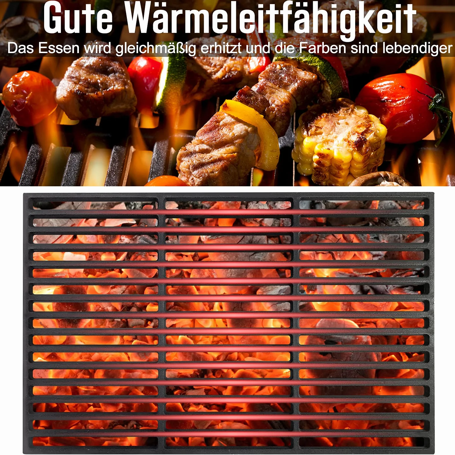 UISEBRT Griglia per barbecue in ghisa smaltata，54 x 34 cm Barbecue Accessori Barbecue per Griglia a Gas Carbone Forno e Griglia Rettangolo
