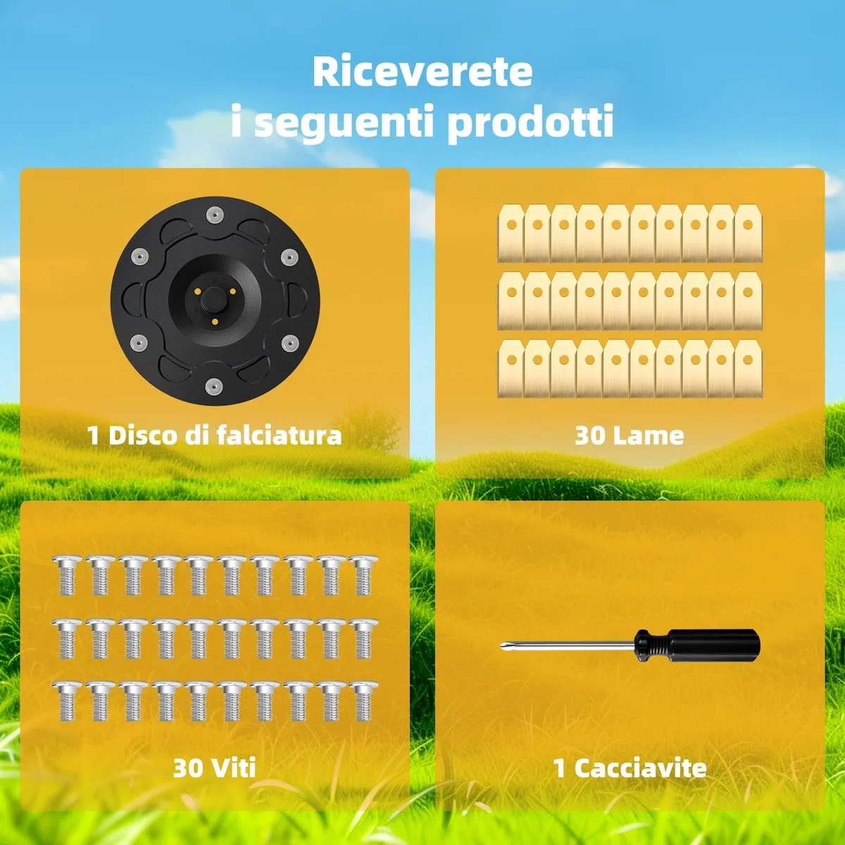 i105E Accessori Disco di Lama + 30 Lame + 30 viti per Segway Navimow i105E, i108E, i110N, i205 AWD, i208 AWD Robot di falciatura pezzi di Ricambio - Disco di Llame di Falciatura Disco Rotante