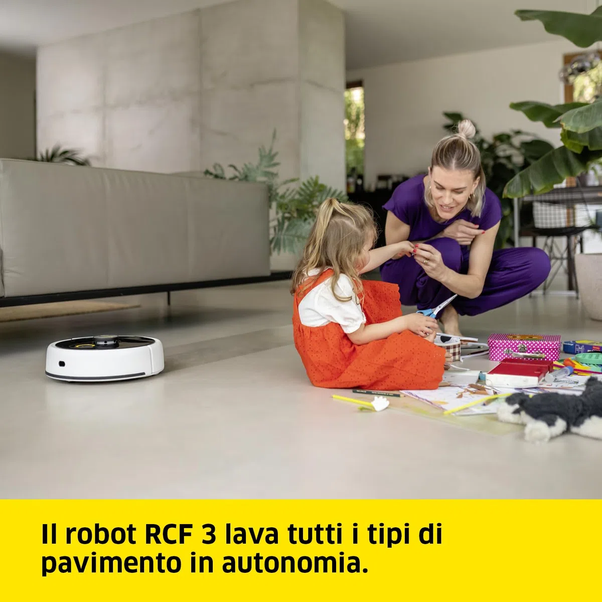 KÄRCHER RCF 3 Robot Lavapavimenti, Controllo tramite smart app, Sistema di navigazione laser LiDAR, Mappatura, Rilevamento di stanze e ostacoli, 120 minuti di Autonomia, Per tutti i tipi di Pavimento