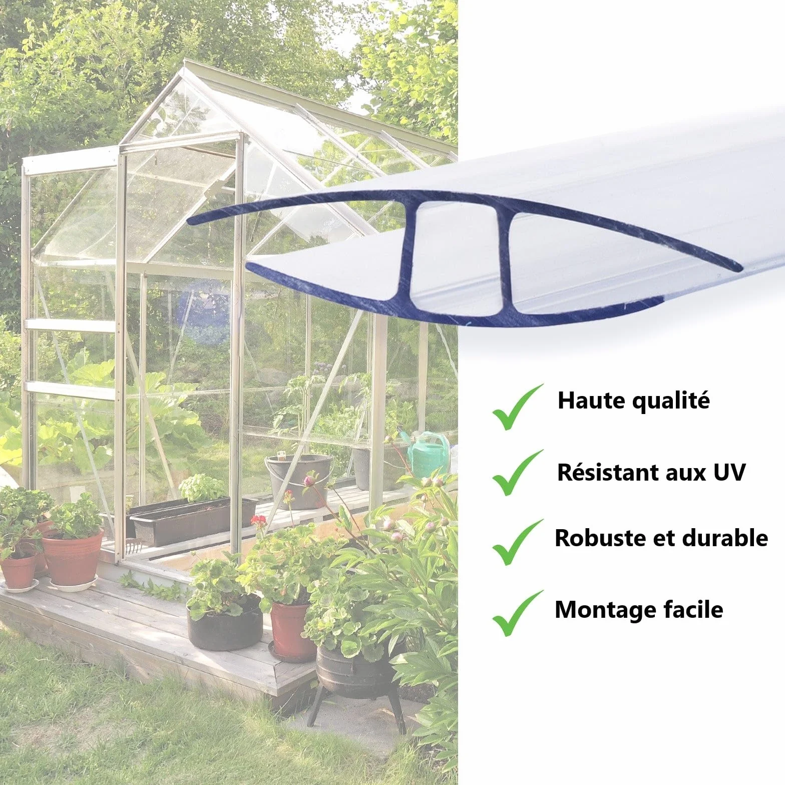 KARAT - Piastre alveolari in PVC traslucido per serra, giardino e veranda - Resistente ai raggi UV e impermeabile - Kit di 14 piastre e 14 connettori - 60,5 x 121 cm, spessore 4 mm