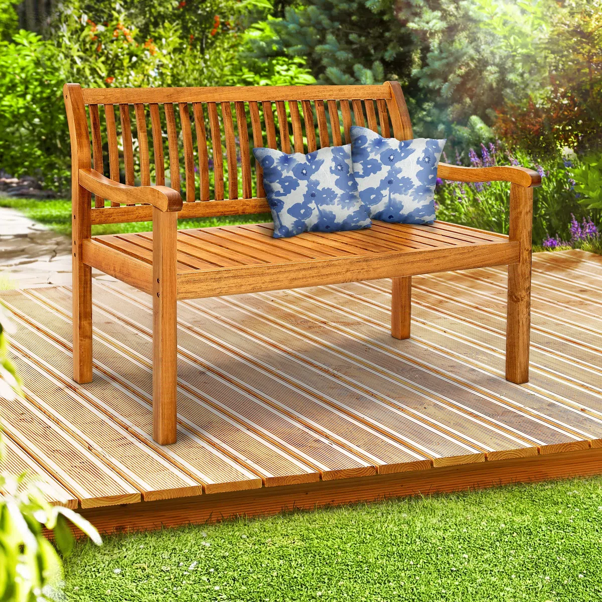 tillvex Panchina da Giardino 150 cm con Copertura in Legno Resistente alle Intemperie per 3-4 Persone | Panchina Peso Massimo 320 kg | Panca in Legno per Balcone, Terrazza & Giardino